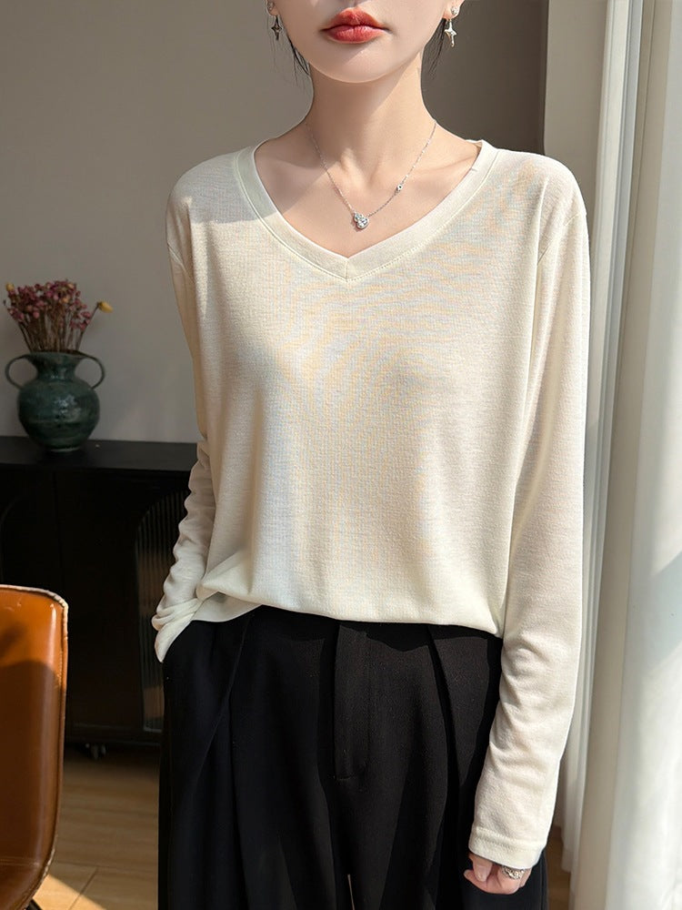 Damen Leichtes V-Ausschnitt-Feinstrick-Longsleeve Shop Nory