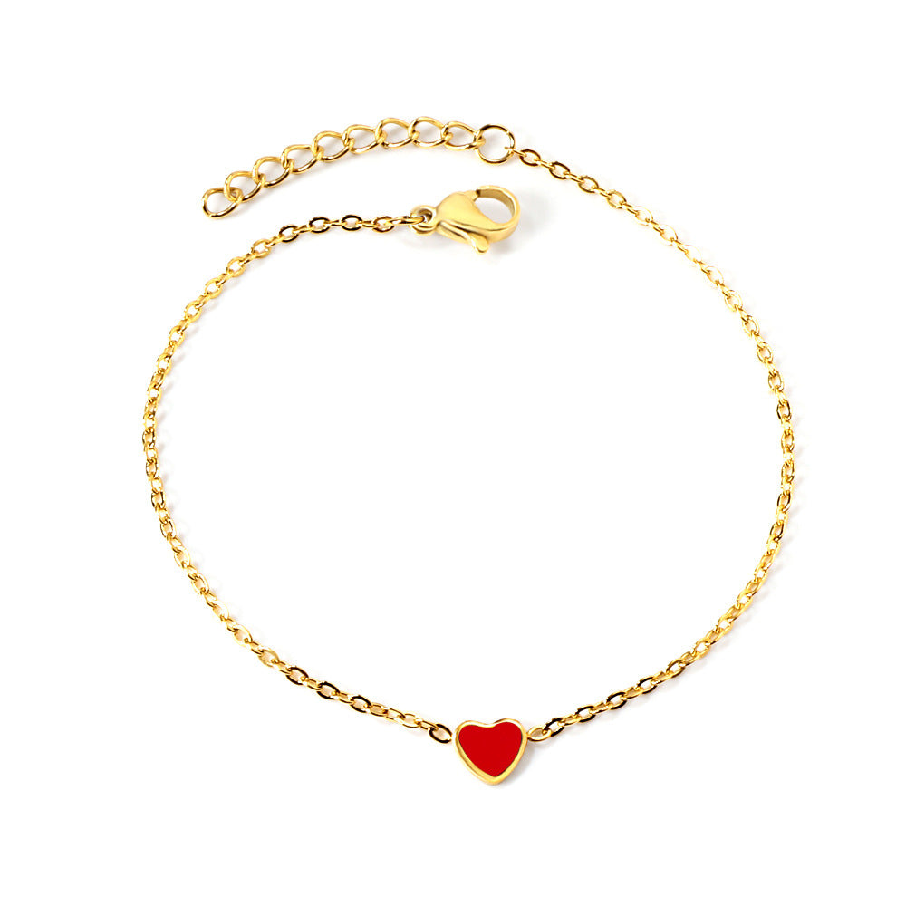 Damen Armband mit rotem Herzanhänger und verstellbarem Verschluss Shop Nory