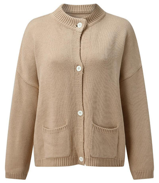 Damen Kurzer Boxy-Cardigan aus Grobstrick mit hoher Knopfleiste und Eingrifftaschen Shop Nory