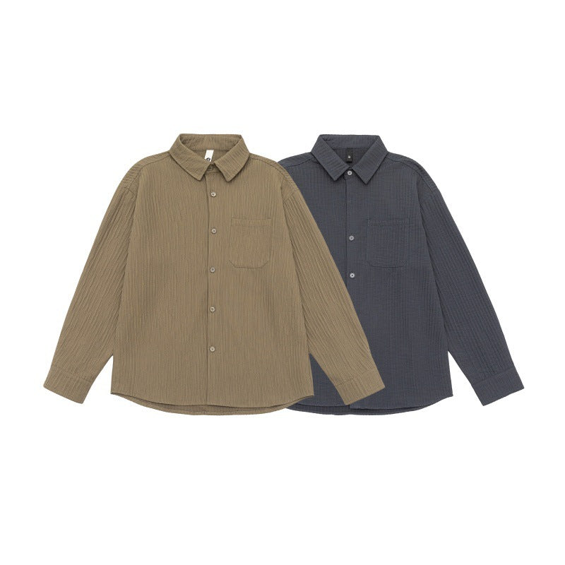 Unisex Texturierte Oversize-Hemdjacke mit Waffelstruktur und Brusttasche Shop Nory
