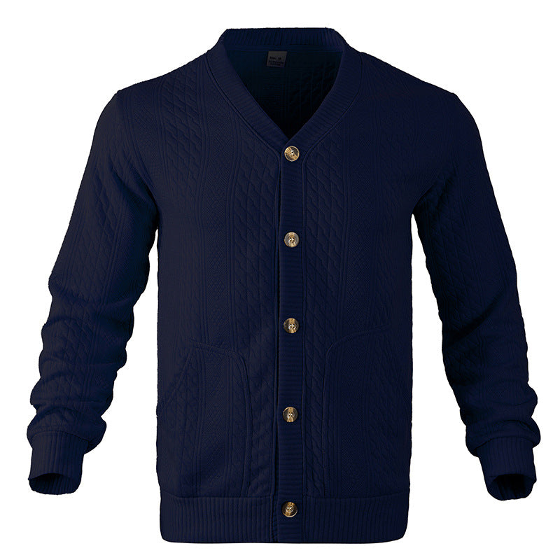 Herren Strukturierter Strickcardigan mit Zopf- und Waffelmuster, Knopfleiste und aufgesetzten Taschen Shop Nory