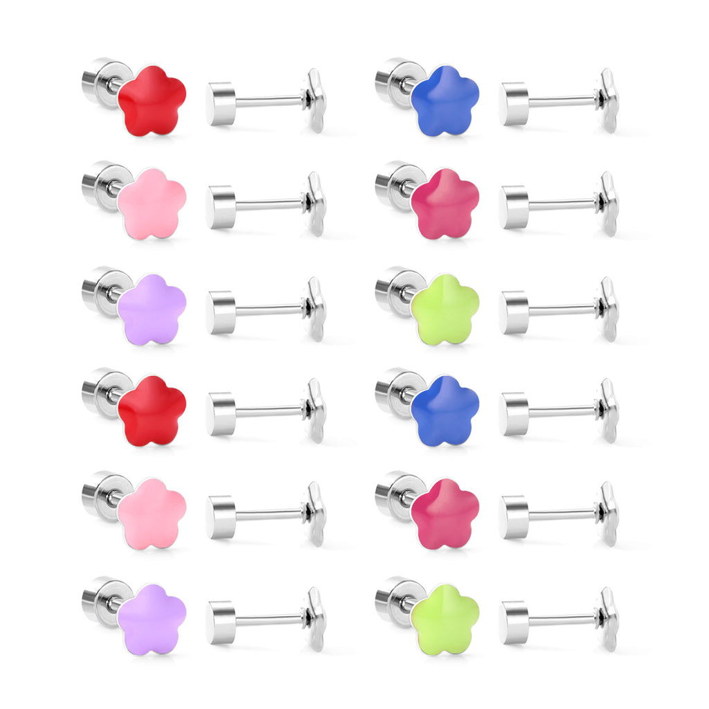Damen Ohrstecker mit bunten Blütenmotiven aus hochwertigem Edelstahl Shop Nory