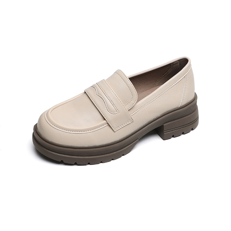 Damen Mokassin-Schuhe mit robustem Plateau und eleganter Schnalle