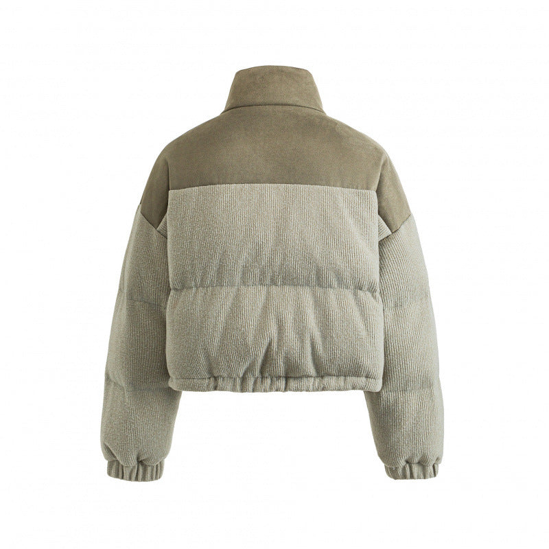 Damen Kurze gesteppte Stehkragenjacke mit Kordelzug, Waffelstruktur und Boxy‑Silhouette Shop Nory