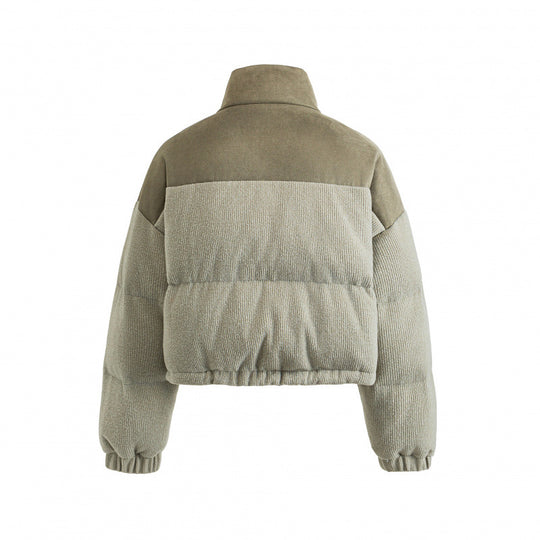 Damen Kurze gesteppte Stehkragenjacke mit Kordelzug, Waffelstruktur und Boxy‑Silhouette Shop Nory