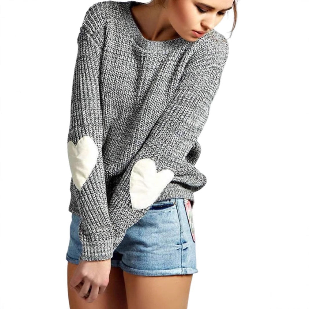 Damen Modischer Strickpullover mit Herz-Details