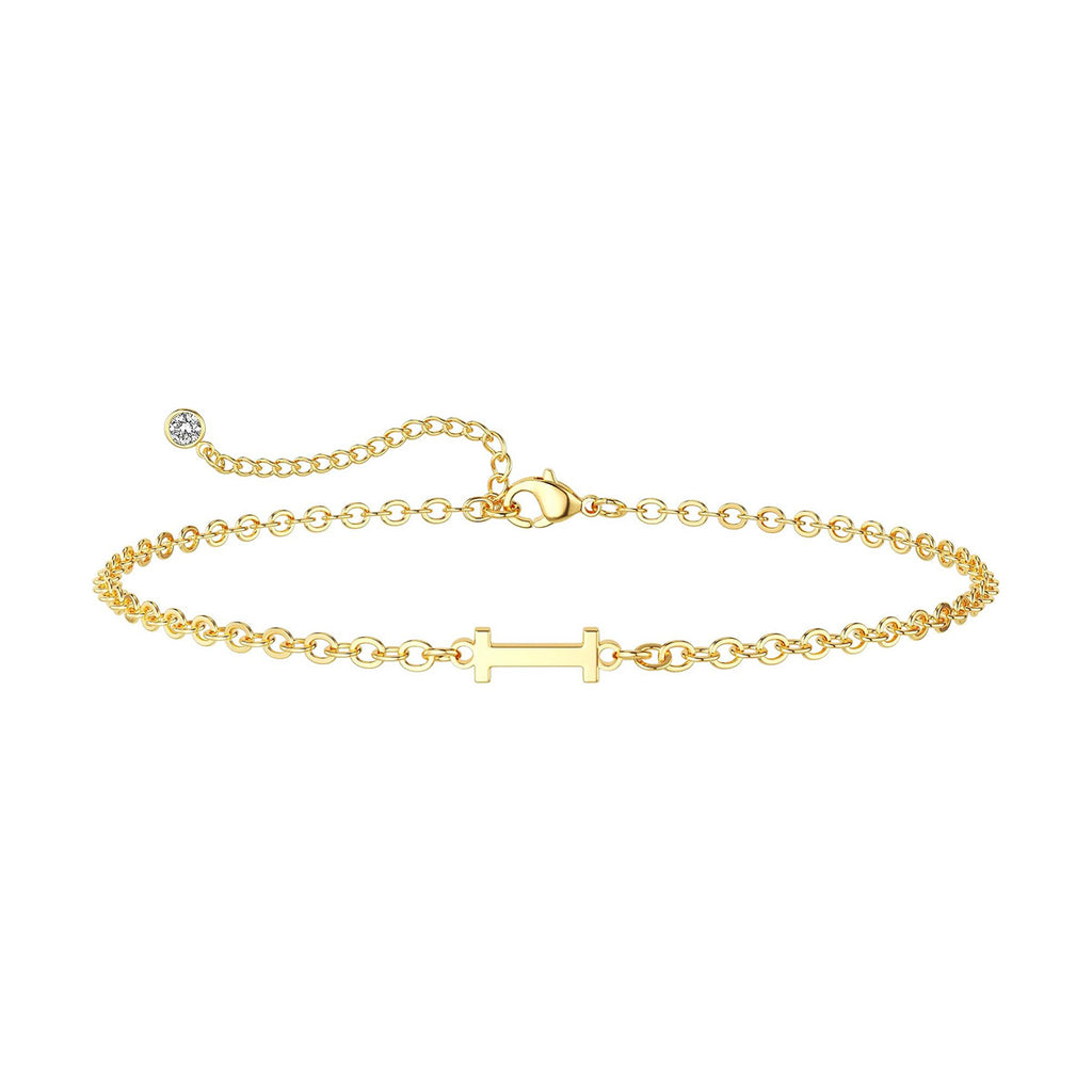 Damen Fußkettchen mit personalisiertem Anfangsbuchstaben und funkelndem Zirkonia-Detail Shop Nory