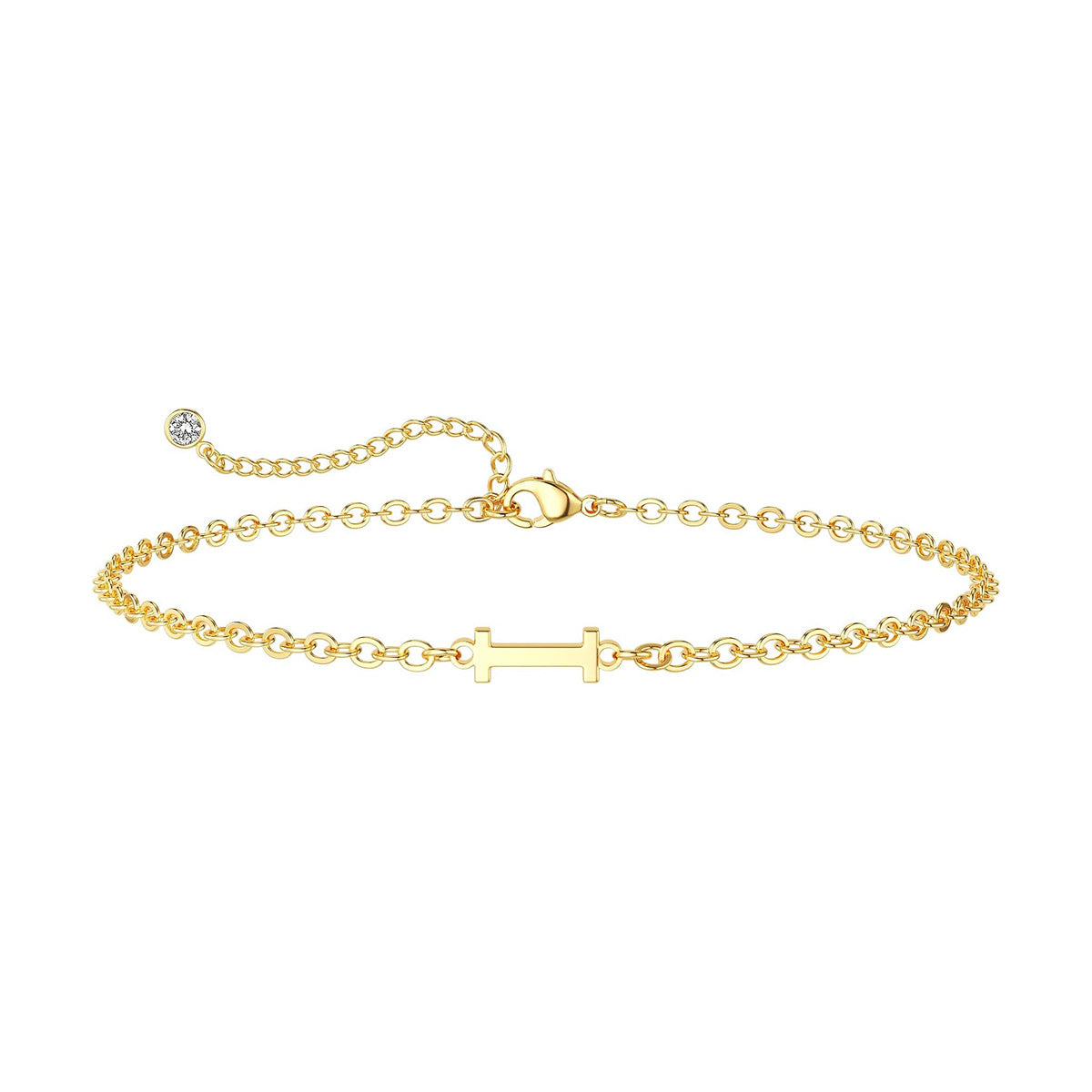 Damen Fußkettchen mit personalisiertem Anfangsbuchstaben und funkelndem Zirkonia-Detail Shop Nory