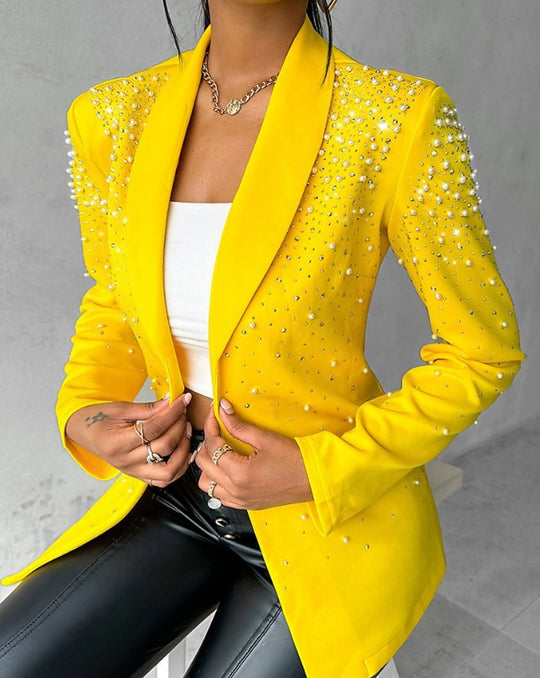 Damen taillierter Abendblazer mit Perlen- und Strassbesatz Shop Nory