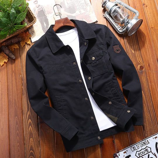 Herren robuste Canvas-Feldjacke mit Brusttasche Stickdetail und Hemdkragen Shop Nory