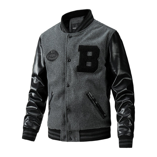 Herren Collegejacke aus Wollmix mit verstärkten Lederärmeln Shop Nory