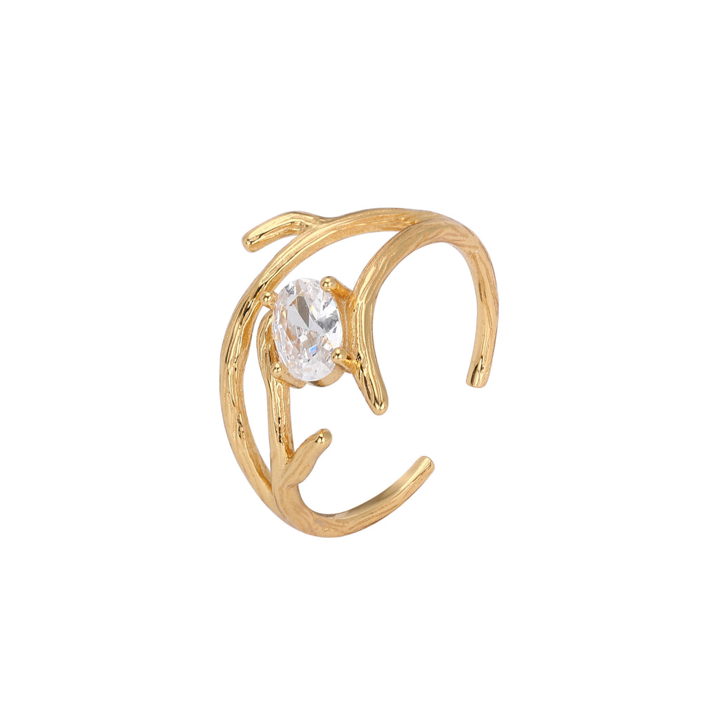 Damen Ring mit elegantem, geschwungenem Design und funkelndem Zirkon Shop Nory