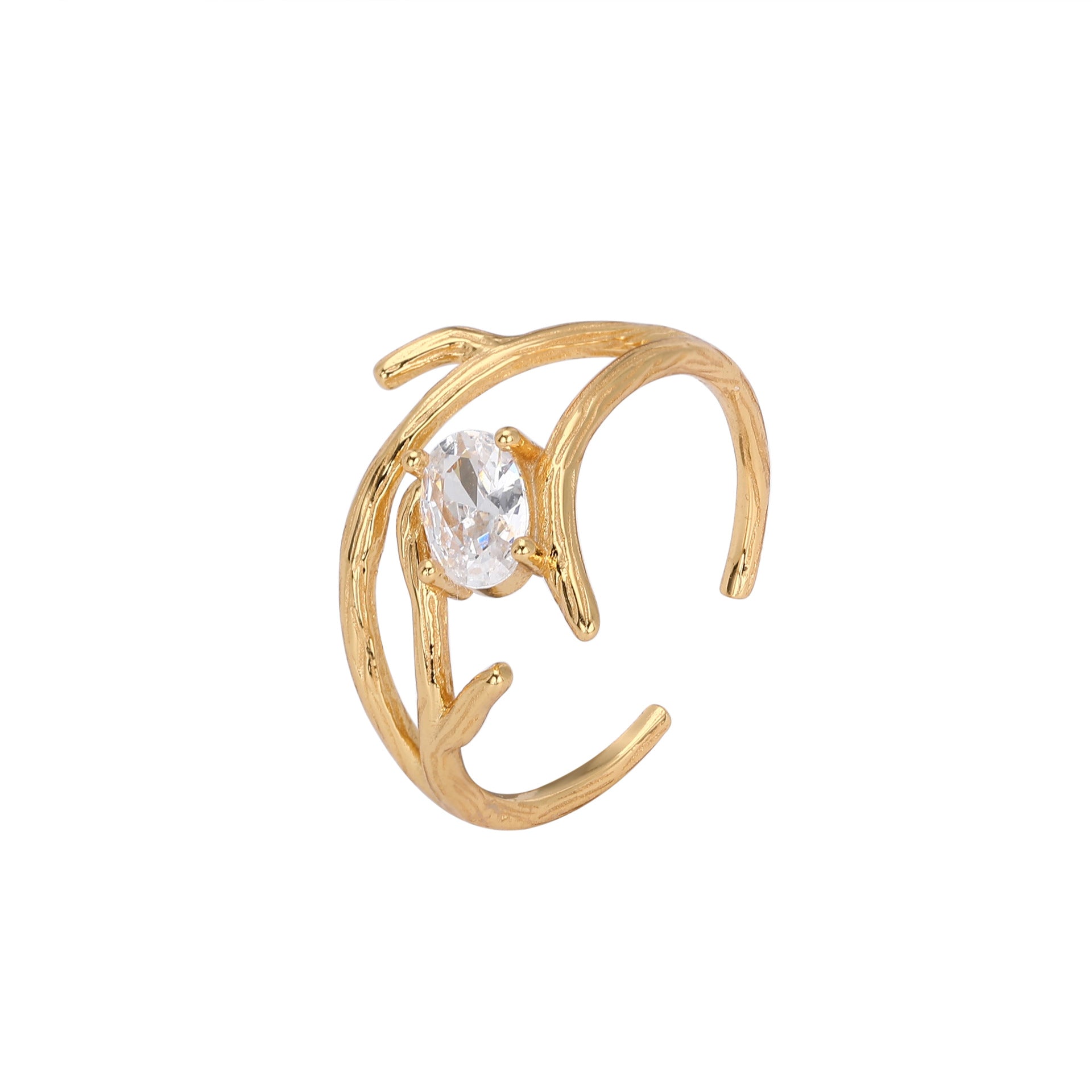 Damen Ring mit elegantem, geschwungenem Design und funkelndem Zirkon Shop Nory