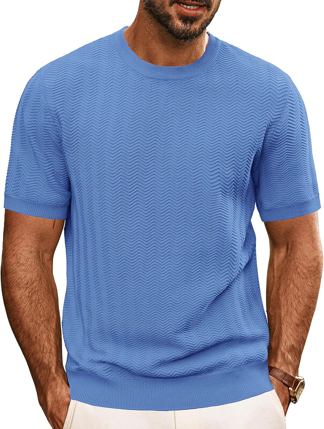 Herren strukturiertes Rundhals T-Shirt ShopNory