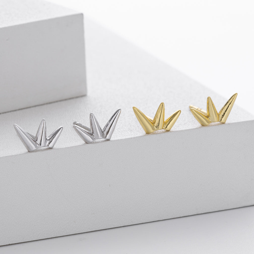Damen Ohrstecker im modernen Kronendesign aus 925 Sterling Silber Shop Nory