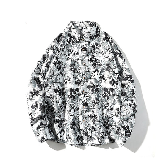 Herren Oversize-Knopfhemd mit grafischem Allover-Print und lockerem Relaxed-Schnitt Shop Nory