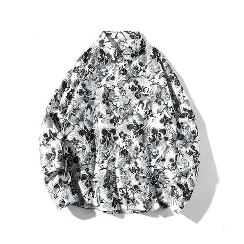 Herren Oversize-Knopfhemd mit grafischem Allover-Print und lockerem Relaxed-Schnitt Shop Nory