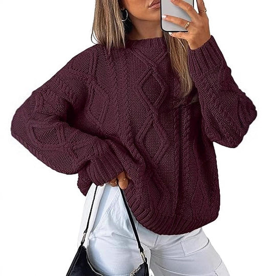 Damen Oversize-Zopfmuster-Pullover aus grobem Strick Shop Nory