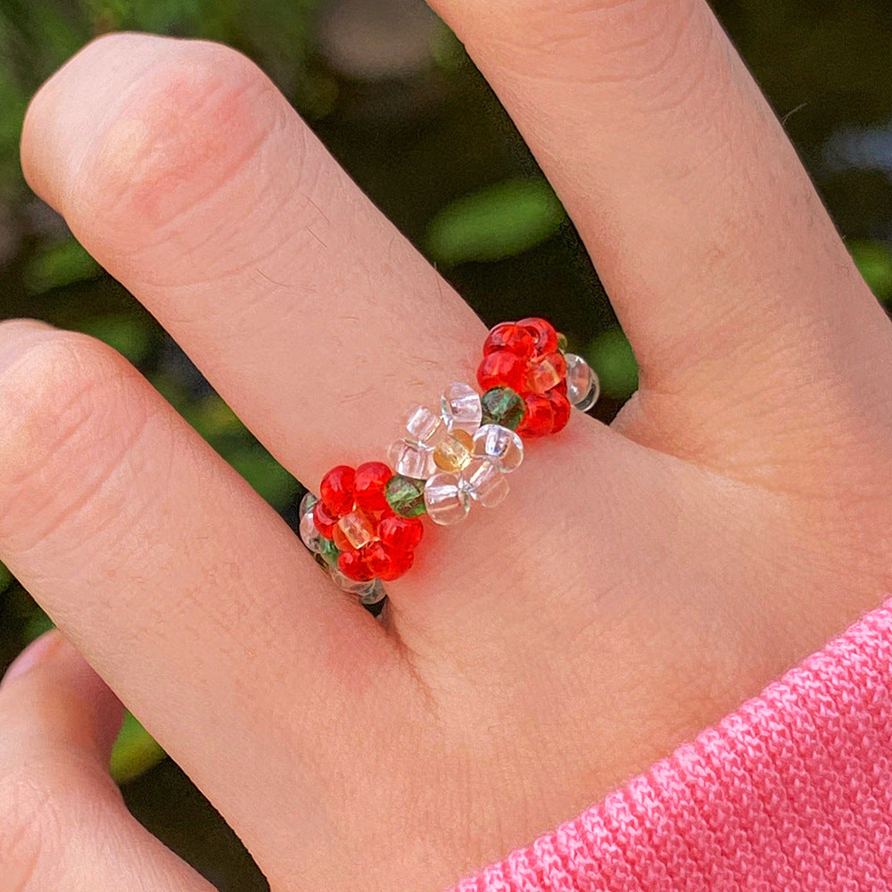 Damenring mit bunten Perlen und floralen Motiven Shop Nory