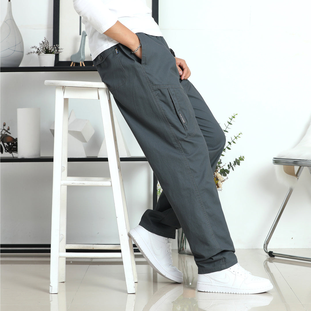 Herren Weite Utility-Cargohose mit elastischem Bund, seitlicher Reißverschlusstasche & vorgeformten Knieeinsätzen Shop Nory