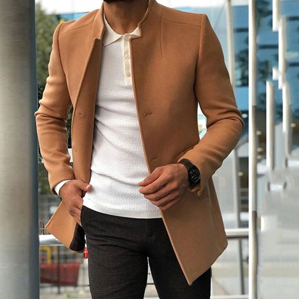 Herren moderner Blazer mit geradem Schnitt und elegantem Stehkragen