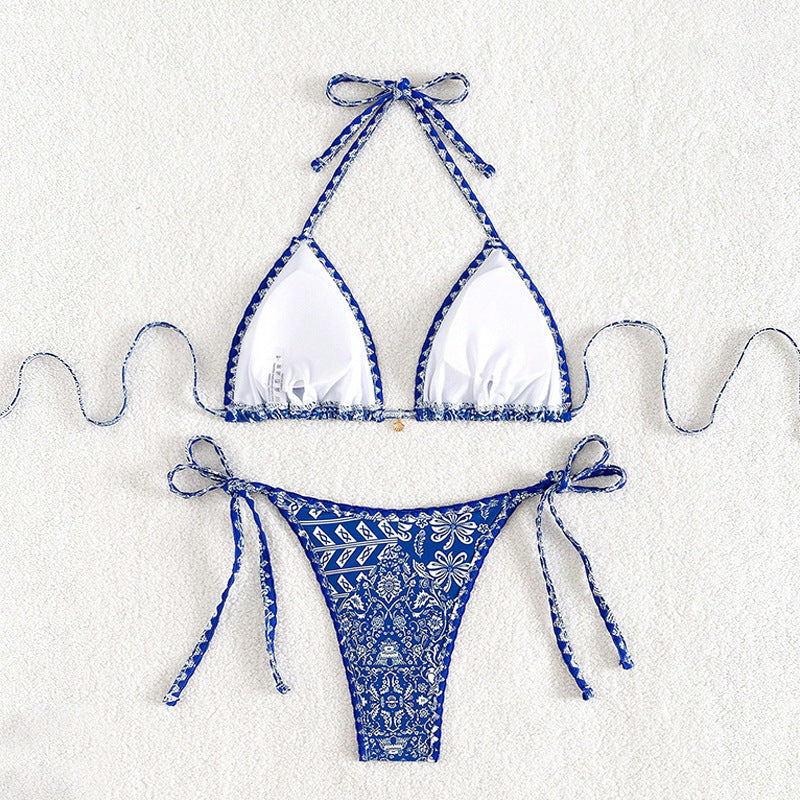 Damen Triangel-Bikini mit floralem Muster Shopnory