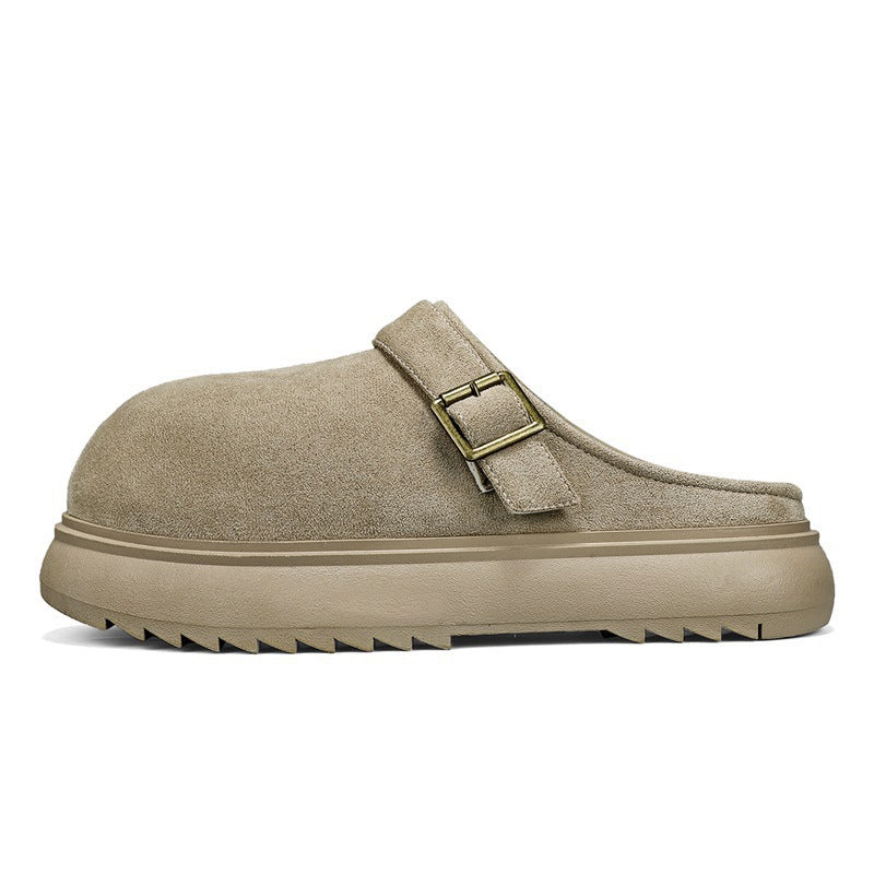 Unisex Gefütterte Wildleder-Mule mit verstellbarer Messing-Schließe und profilierter Plateau-Laufsohle Shopy Nory