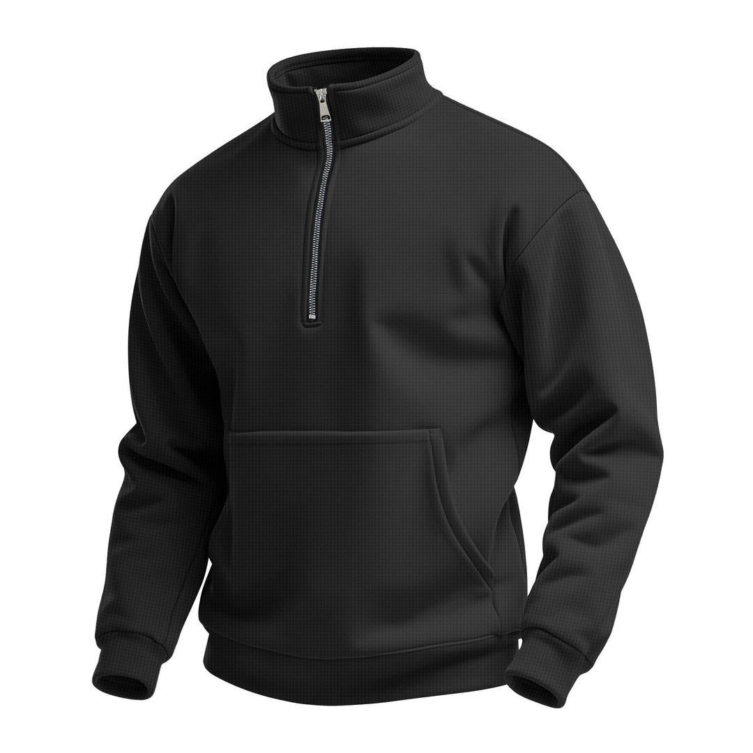Unisex nan komfortabler Halbzip Pullover mit Kängurutasche und Stehkragen aus Strukturfleece Shop Nory