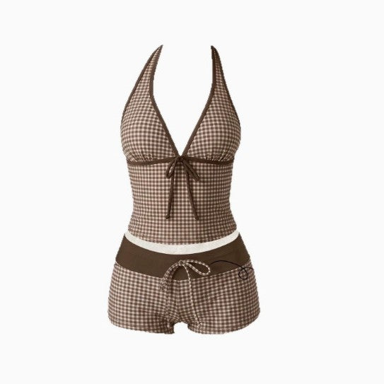 Damen Tankini mit modischem Punktmuster und verstellbarem Halter
