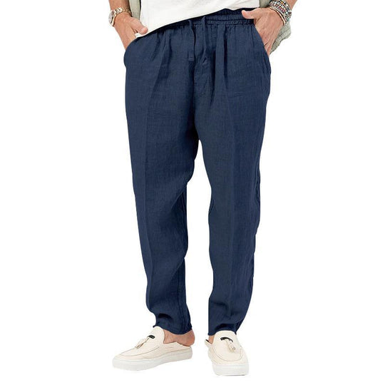 Herren nan lässige Leinenoptik Freizeithose mit elastischem Tunnelzugbund und schmal zulaufenden Beinen Shop Nory