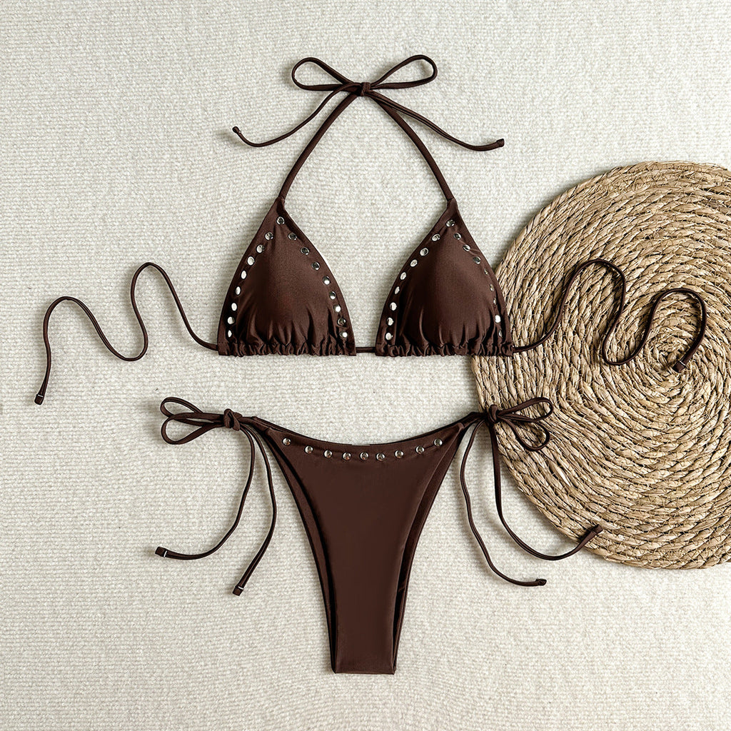 Damen Triangel-Bikini mit glänzenden Akzenten