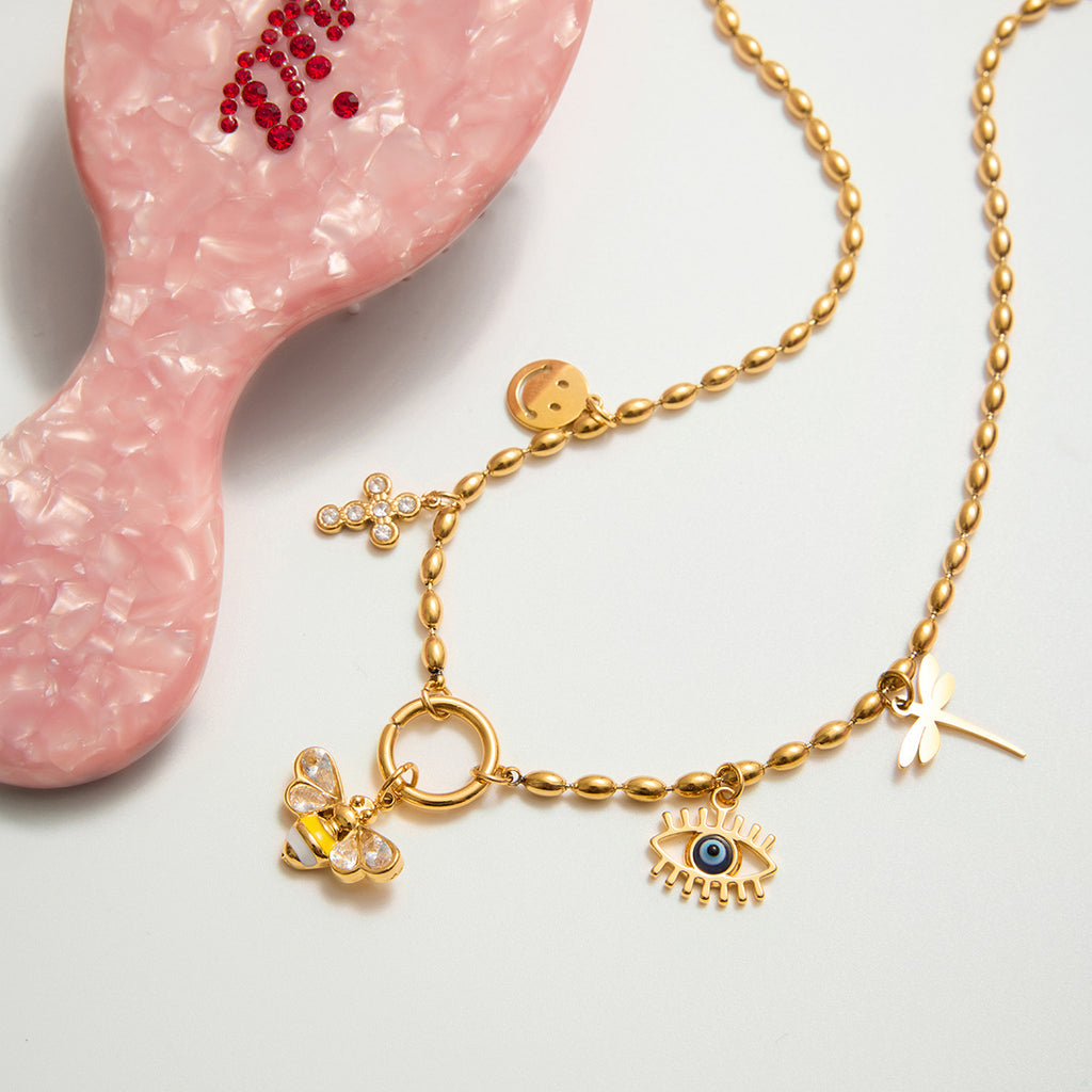 Damen Halskette mit einzigartigem Charm-Design aus hypoallergenem Edelstahl Shop Nory