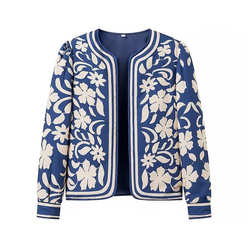 Damen Offene Blazerjacke mit floralem Allover-Print, Rundhalsausschnitt und femininer Passform Shop Nory