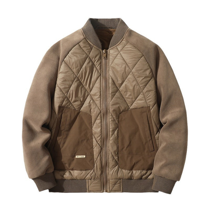 Herren Quiltgefütterte Bomberjacke mit Fleeceärmeln und Utility-Taschen Shop Nory