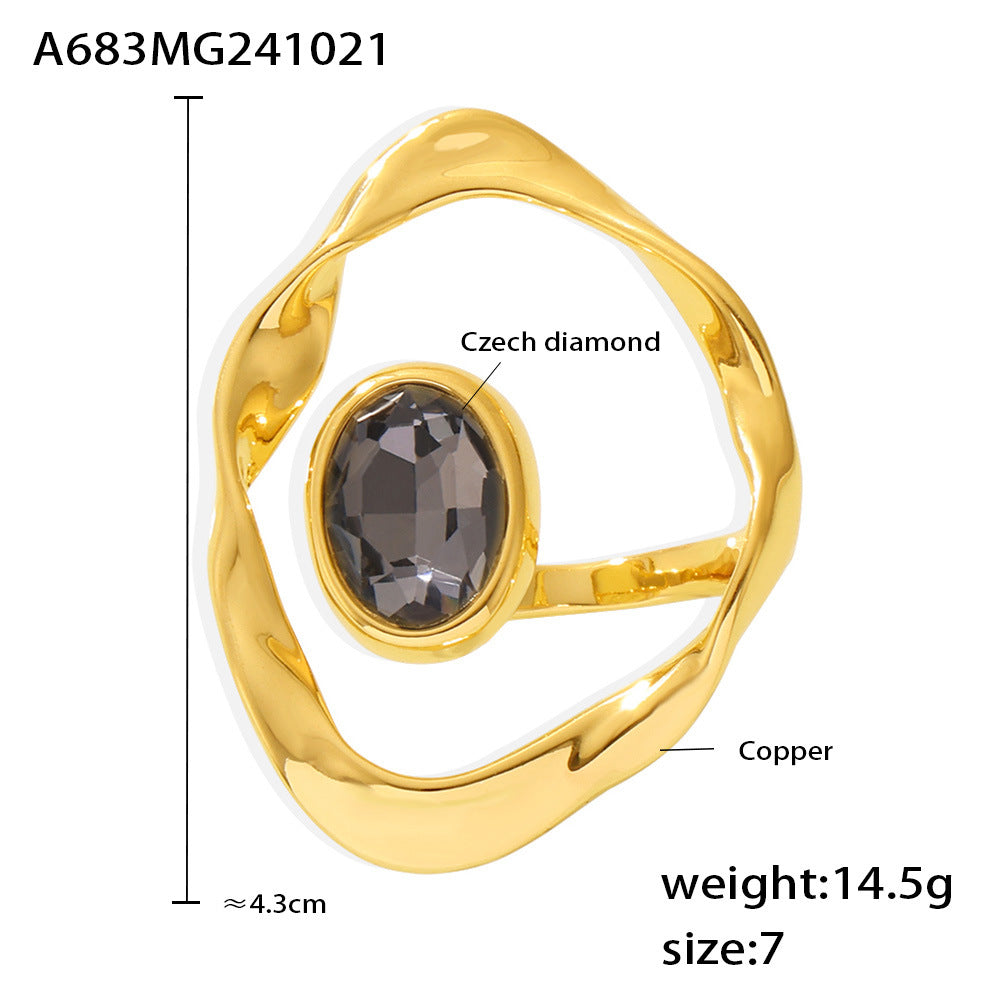 Damenring mit innovativem Design und tschechischem Diamanten Shop Nory