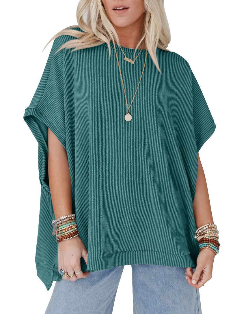 Damen Oversized T-Shirt mit Rippenstruktur Shopnory