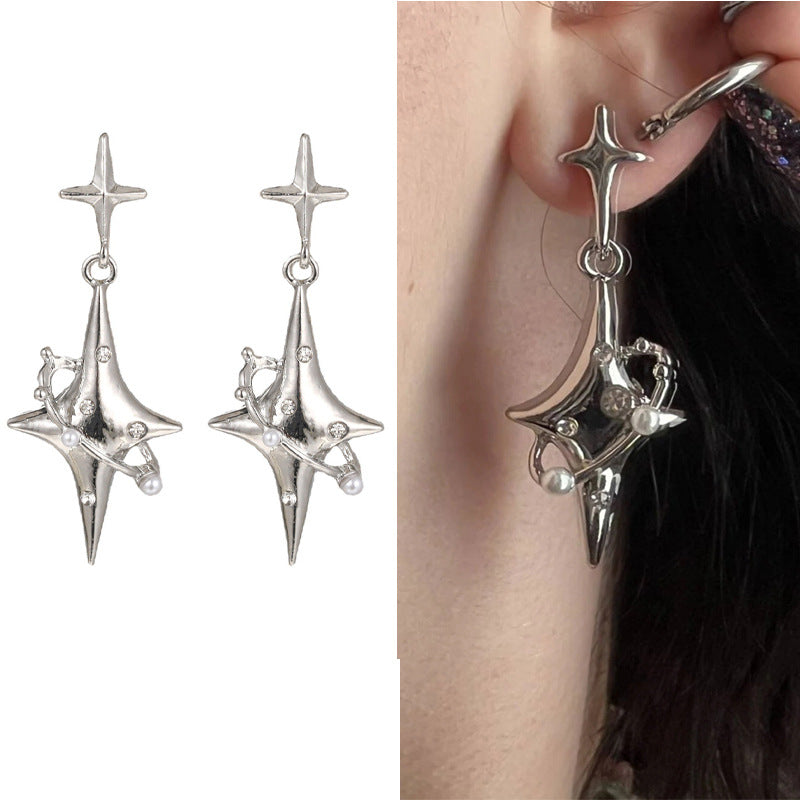 Damen Ohrringe mit kunstvollem Kreuz-Design und funkelnden Akzenten Shop Nory
