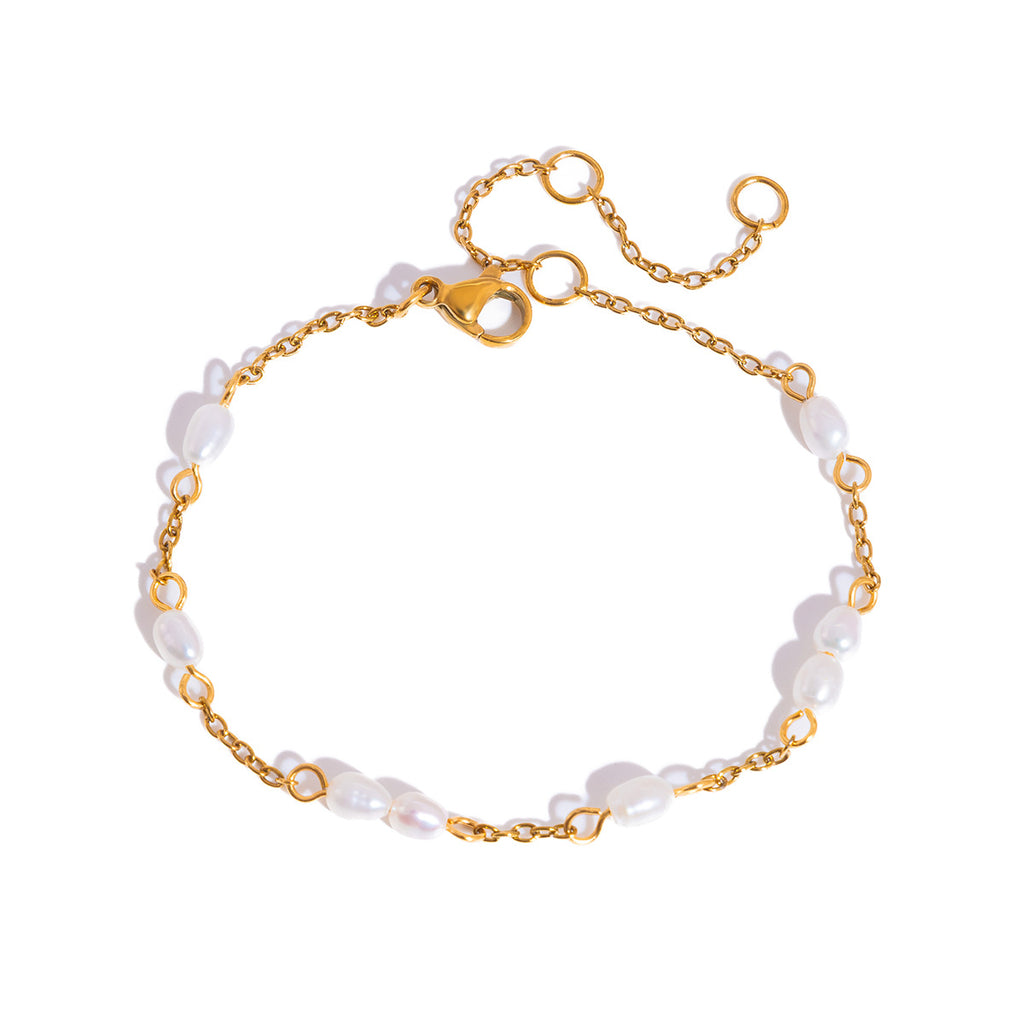 Damen Edelstahlarmband mit elegantem Perlendesign Shop Nory