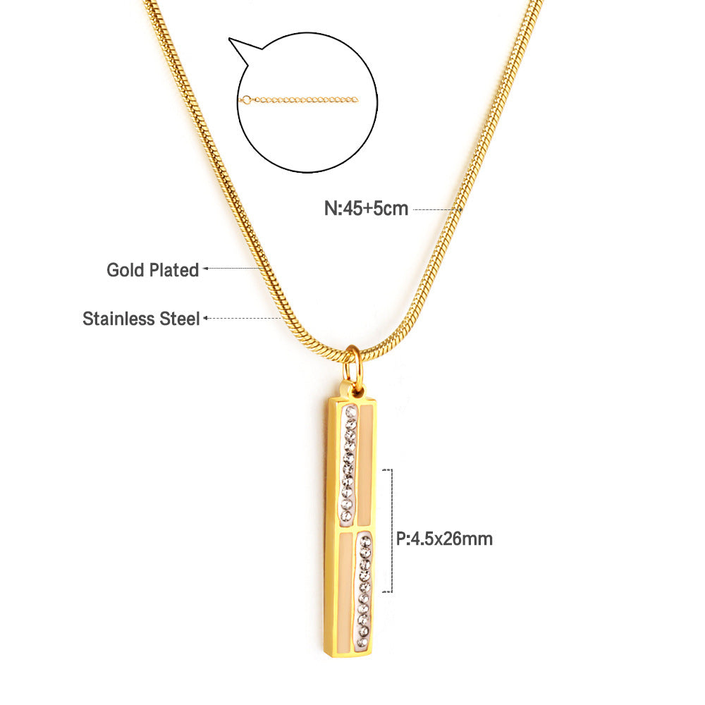 Damen Edelstahl Halskette mit funkelndem Anhänger und goldplattierter Oberfläche Shop Nory