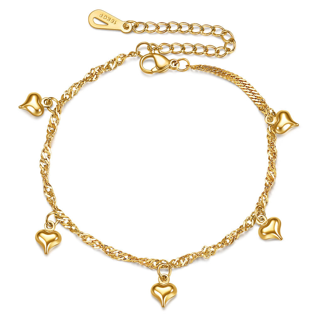 Damen Armband mit doppeltem Herzanhänger aus hochwertigem Edelstahl Shop Nory