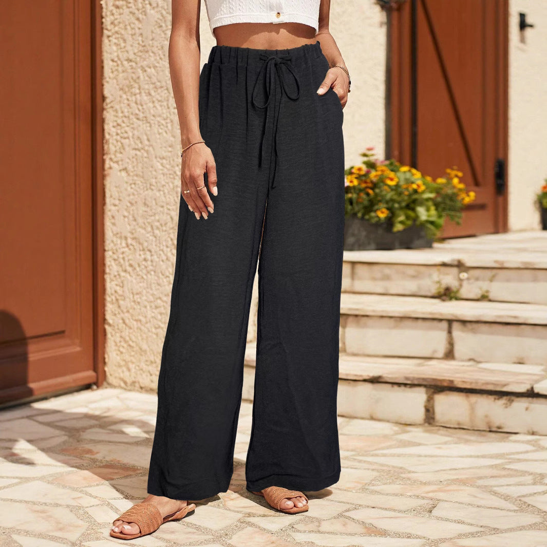 Damen Leichte Palazzo-Culotte aus Feinstrick mit hohem Komfortbund und Kordelzug Shop Nory