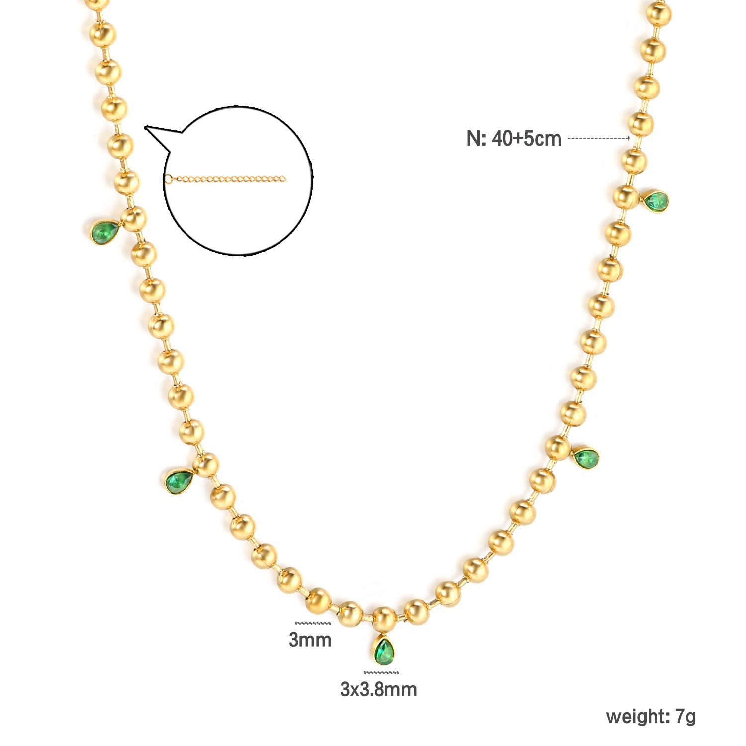 Damen elegante Halskette mit bunten, facettierten Steinen und verstellbarem Kettendesign Shop Nory