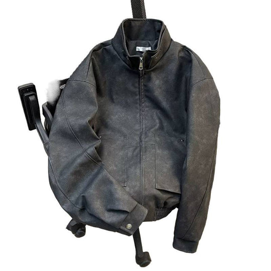 Herren kurze Stehkragenjacke aus Veloursleder-Imitat mit durchgehendem Reißverschluss Shop Nory