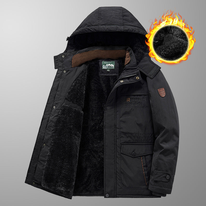 Herren wärmender gefütterter Kapuzenparka mit durchgehendem Teddyfleecefutter und Utility‑Taschen Shop Nory