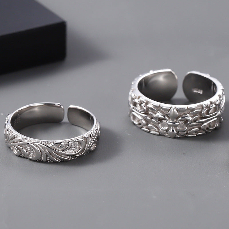 Damen Offener Blumenschmuckring aus poliertem Edelstahl Shop Nory