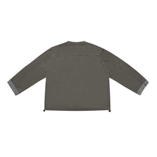 [Unisex] Oversize-Fleece-Henley-Pullover mit halber Knopfleiste, Kordelzugsaum und umgeschlagenen Ärmeln Shop Nory