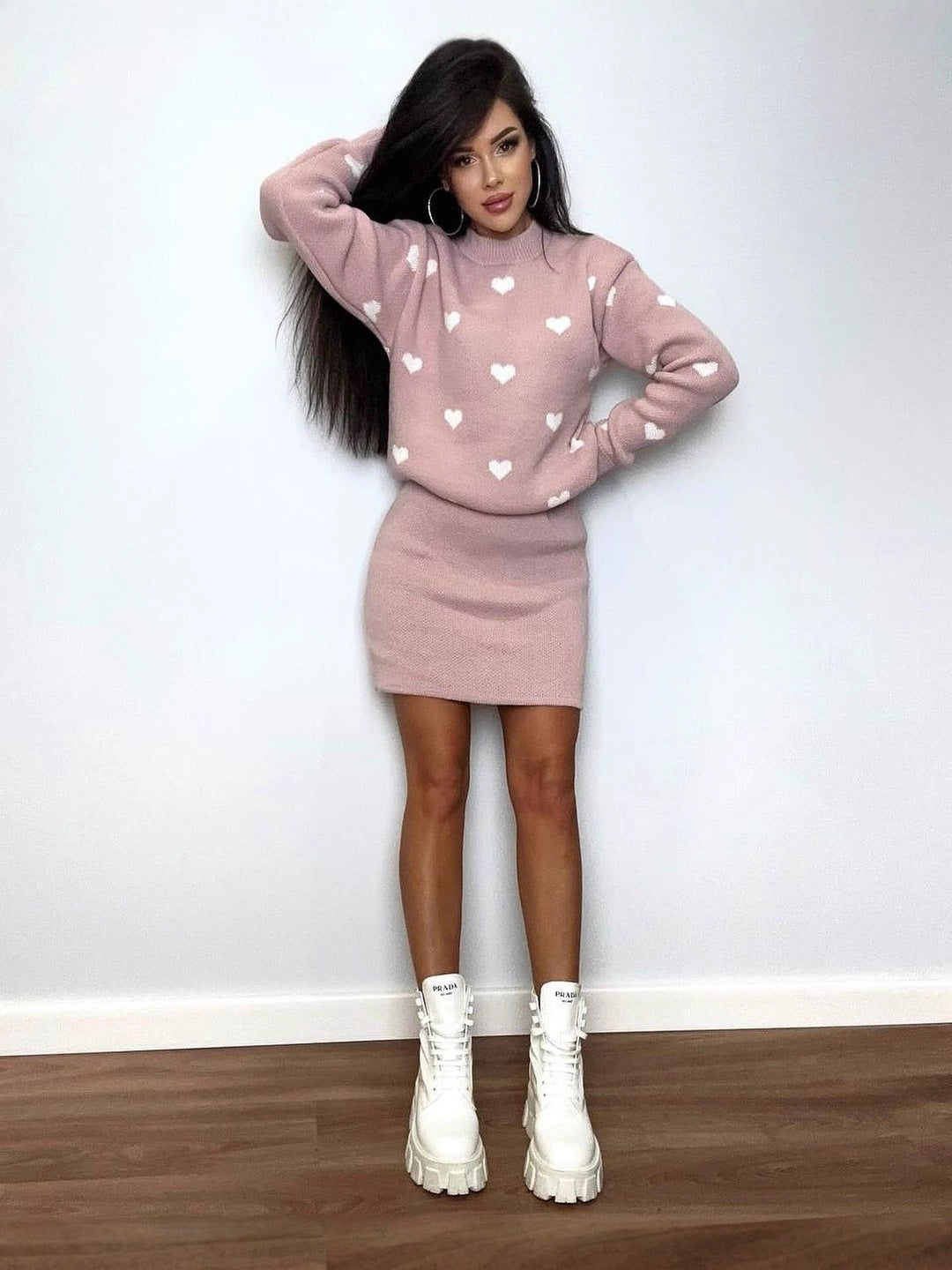 Damen Pullover mit Herzjacquard und lockerem Oversize-Schnitt Shop Nory