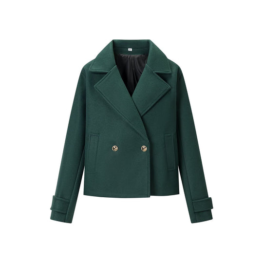 Damen Kurz-Peacoat aus Wollmix mit doppelreihiger Knopfleiste und Manschettenriemen Shop Nory