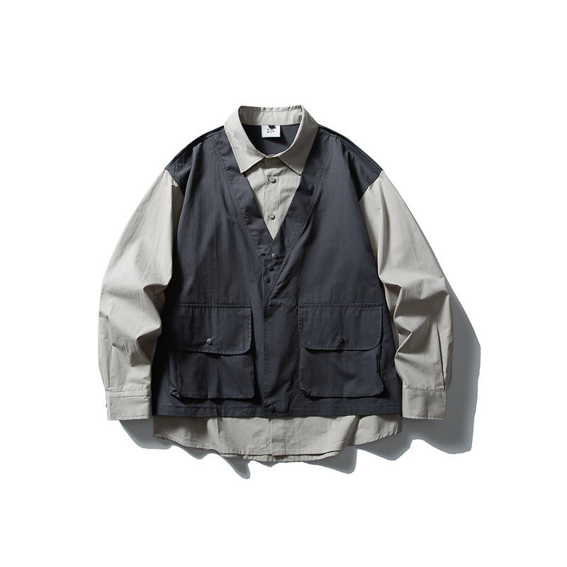 Herren Layering‑Hemd mit integrierter Utility‑Weste und Pattentaschen Shop Nory