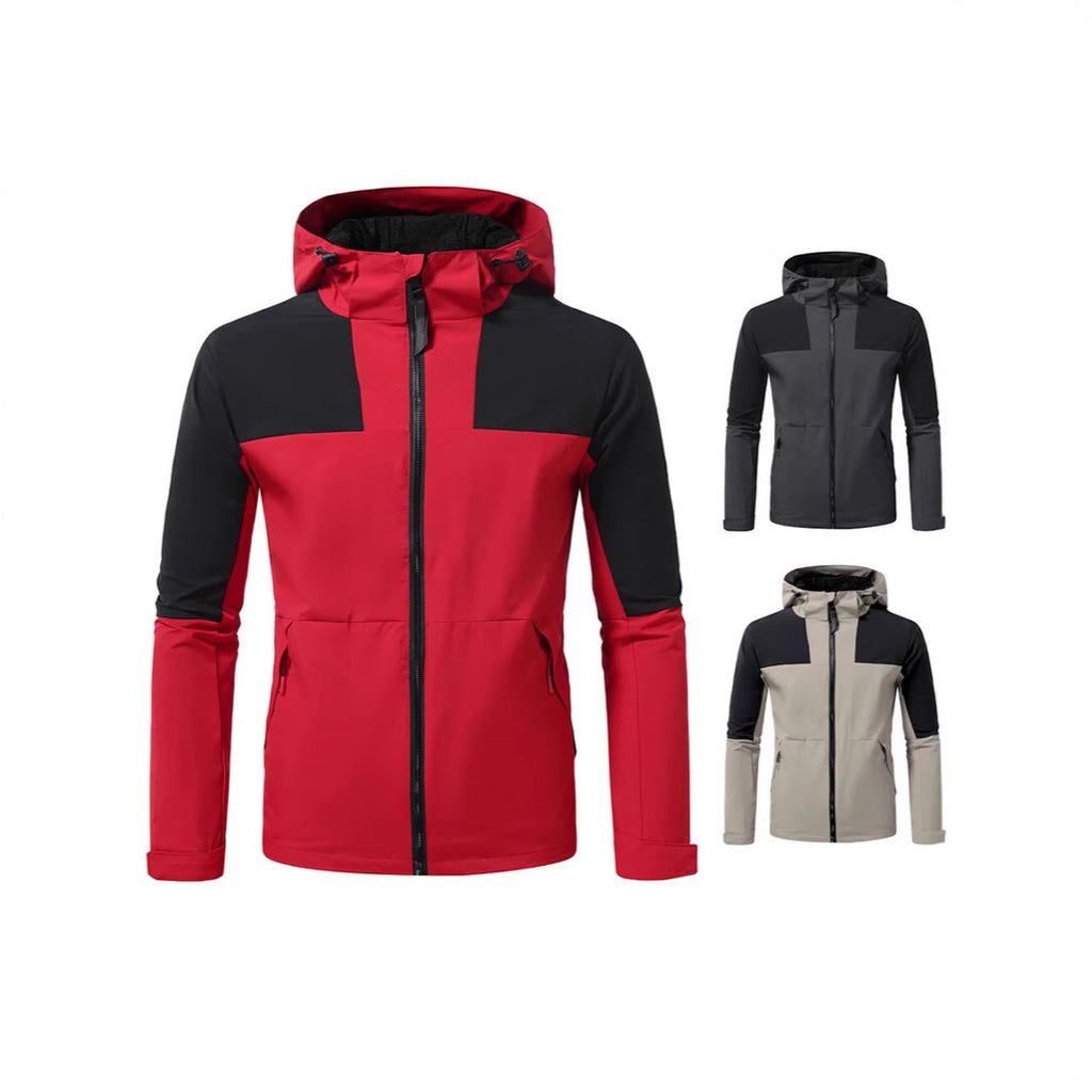 Herren Windbreaker Jacke mit verstellbarem Kapuzenkragen und seitlichen Taschen
